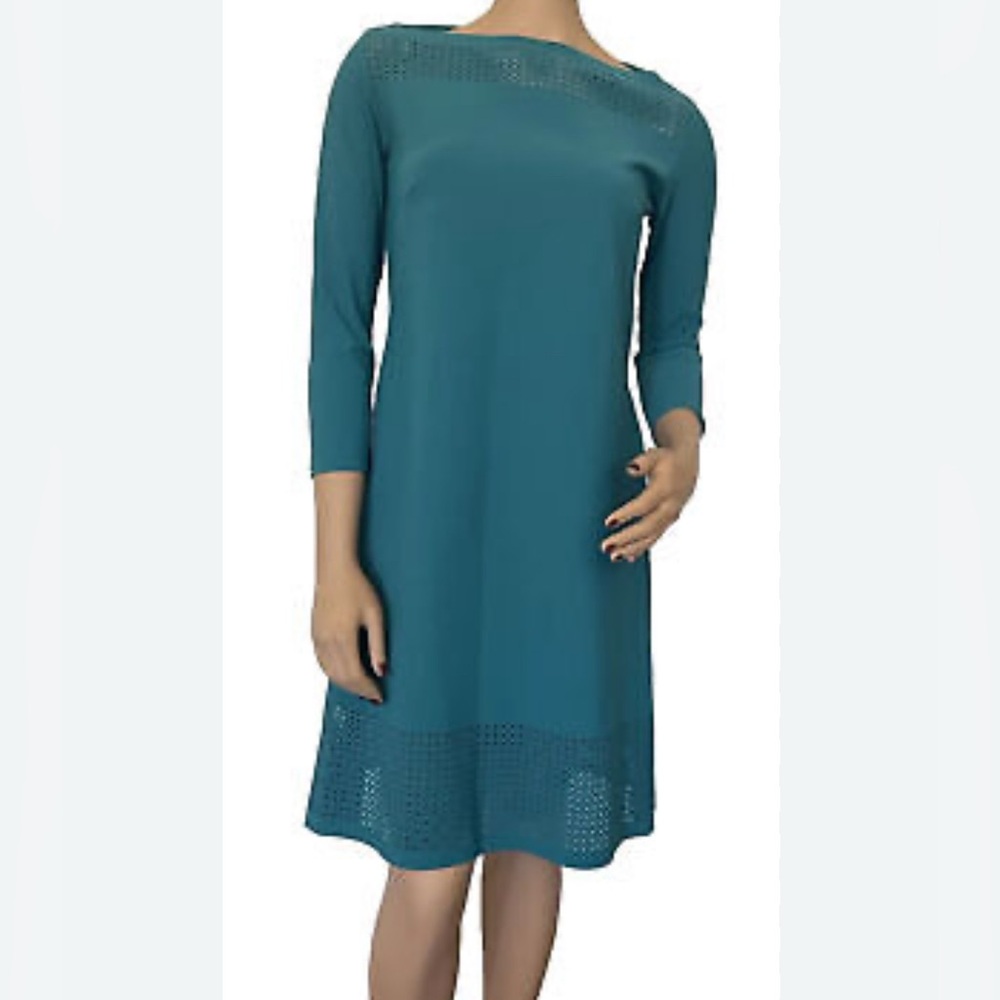 CHIARA BONI La Petite Robe Laser Cut Out Boatneck Sheath Dress